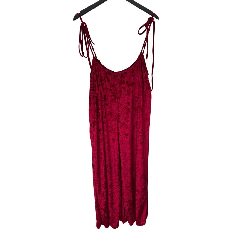 WLM Sleeveless Velvet Jumpsuit Size XL Scoop Neck Adjustable Strap Holiday NEW